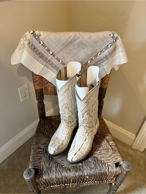 Alligator Ivory Western Heeled Boots